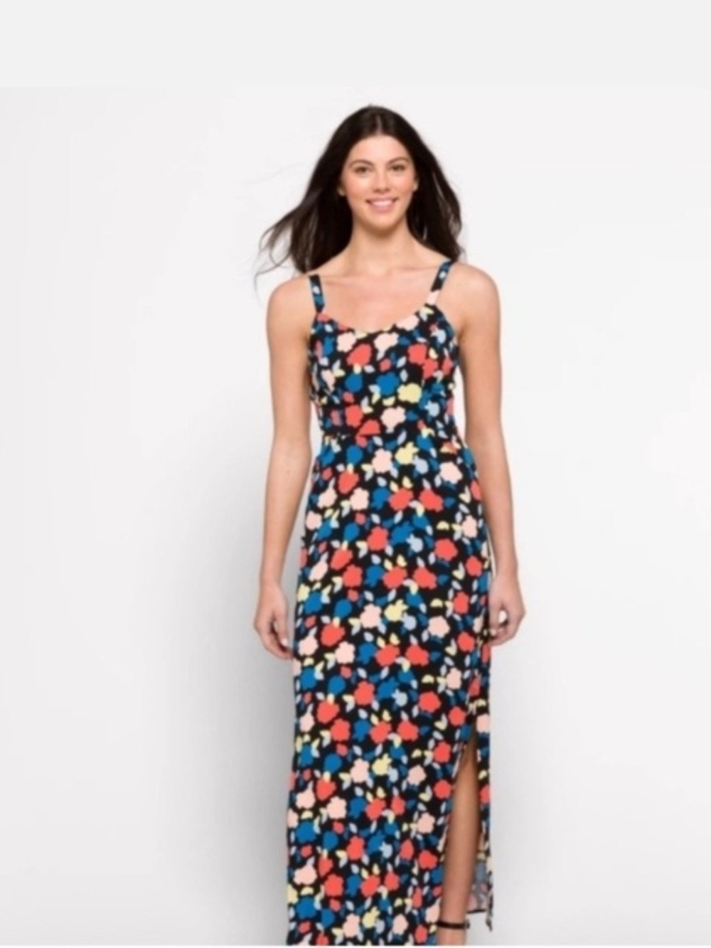 Hawthorn Floral Maxi Dress in Black & Multicolor Size Large